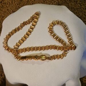 Vintage Gold Chain Belt Snake Design Print